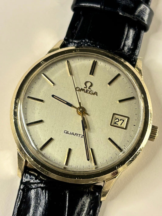 Vintage Omega Ref. 196.0119 men’s gold plated dress timekeeper showcasing refined 1970s Swiss design