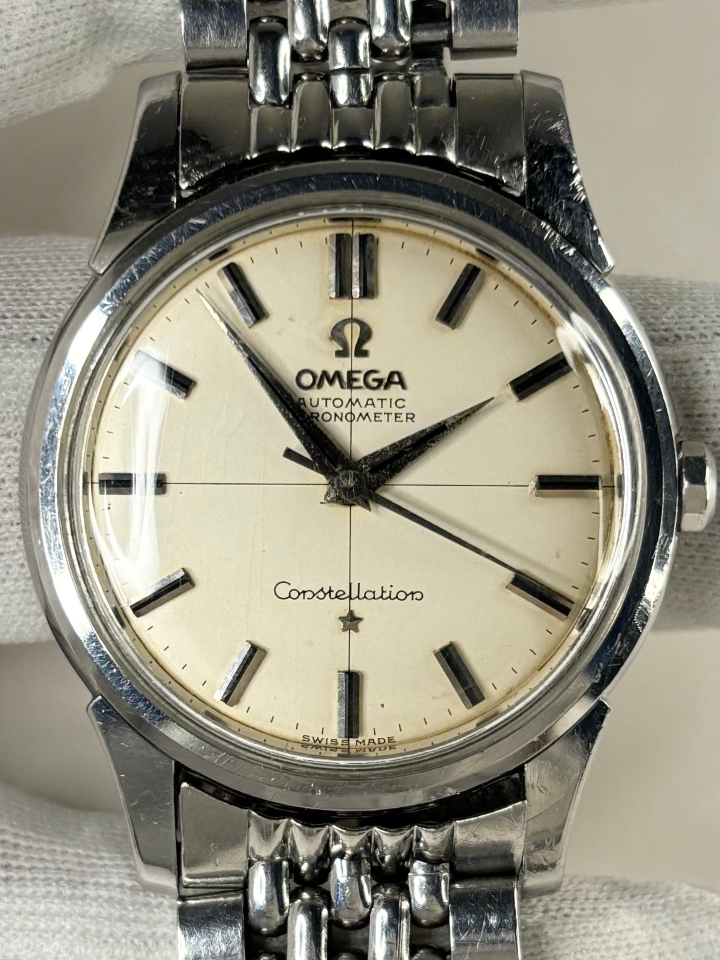 OMEGA Constellation *BOXED* Crosshair Vintage 1950’s Men’s Automatic Chronometer Silver Watch - 14381