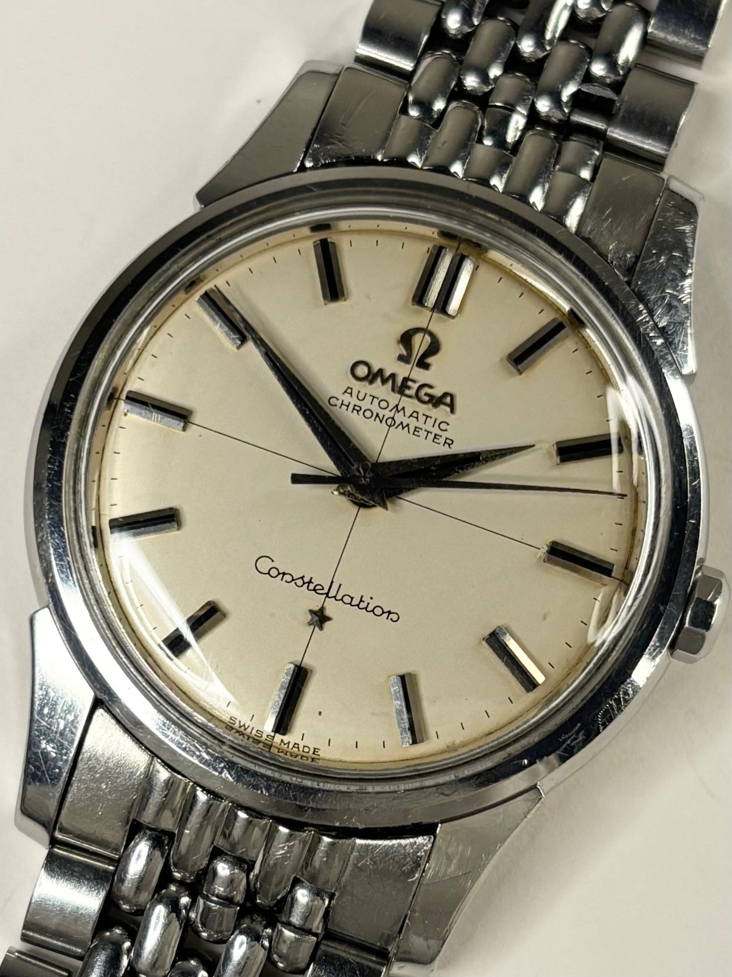 OMEGA Constellation *BOXED* Crosshair Vintage 1950’s Men’s Automatic Chronometer Silver Watch - 14381