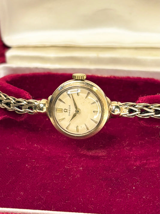 OMEGA 9ct Gold Ladies *+BOX* Vintage 1950’s Manual Cocktail Watch - 77824