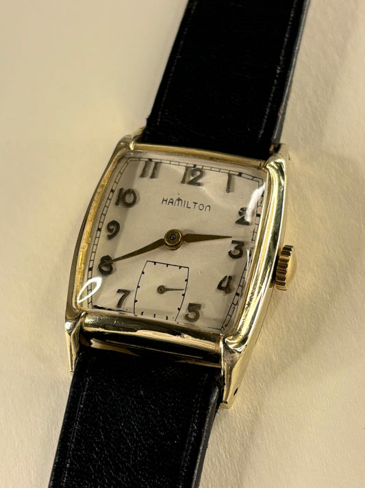 Hamilton 10K Gold Filled Vintage 1950’s Men’s Manual Tank Watch - 747