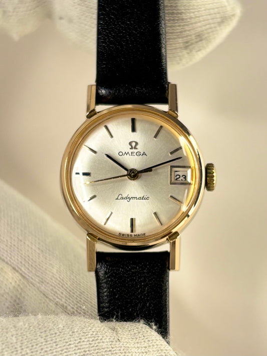 Vintage Omega Ladymatic Ref. 562.005 gold plated ladies timekeeper showcasing elegant 1970s Swiss design