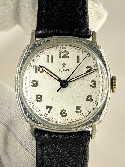 TUDOR Vintage 1940’s Men’s Manual Silver Cushion Watch - 59