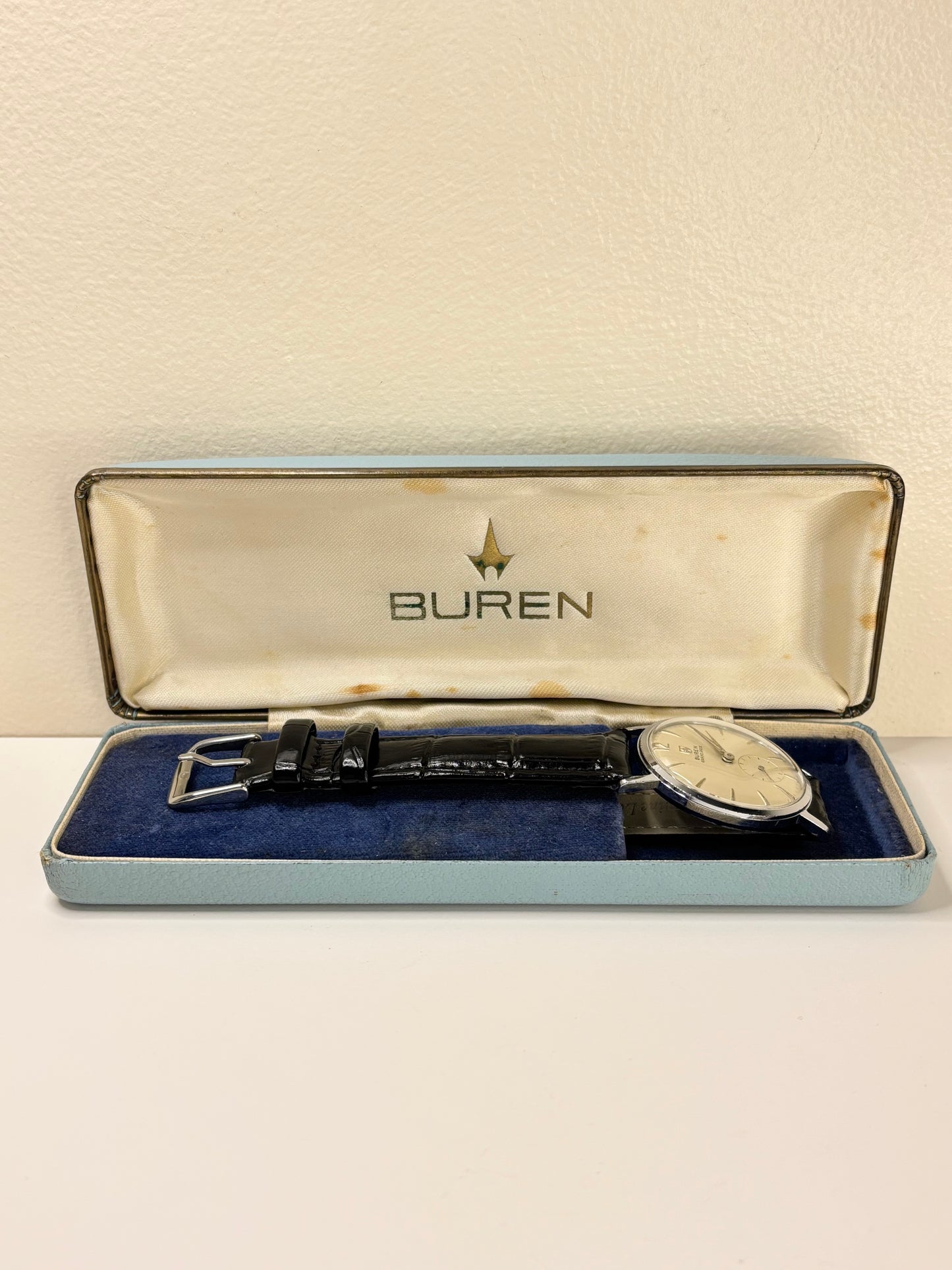 BUREN Grand Prix Vintage 1950’s *BOXED* Men’s Manual Sub-Seconds Silver Dress Watch