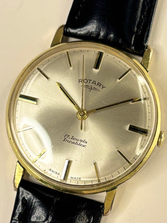 Vintage Rotary Ref. 1968 men’s gold plated dress timekeeper showcasing refined 1960s Swiss design