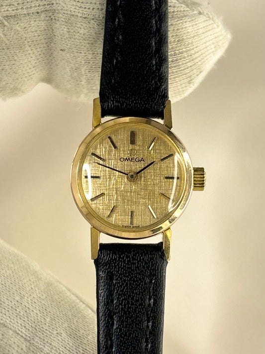 OMEGA Ladies Vintage 1960’s *+BOX* Linen Dial Manual Gold Dress Watch - 511.184