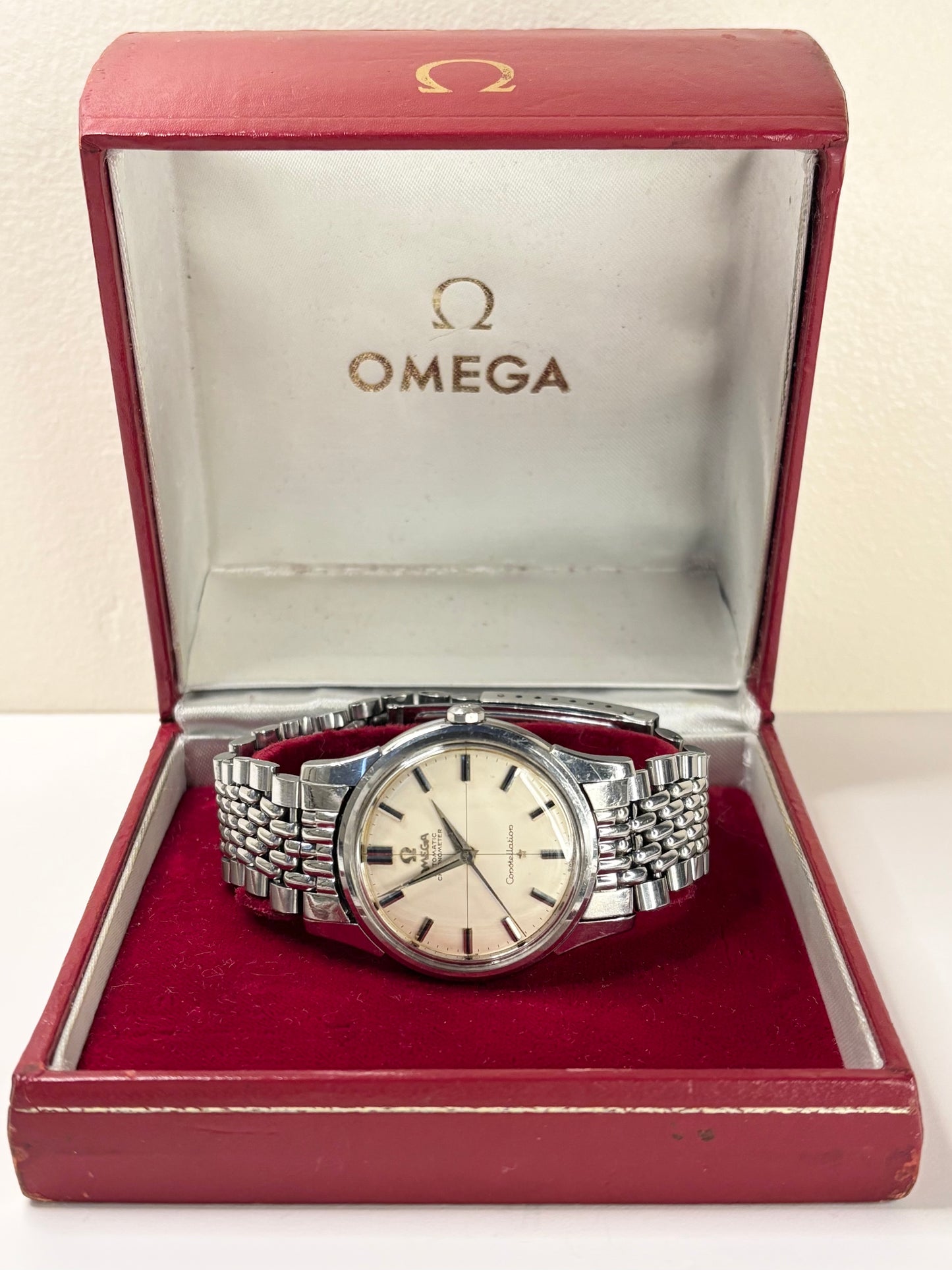 OMEGA Constellation *BOXED* Crosshair Vintage 1950’s Men’s Automatic Chronometer Silver Watch - 14381