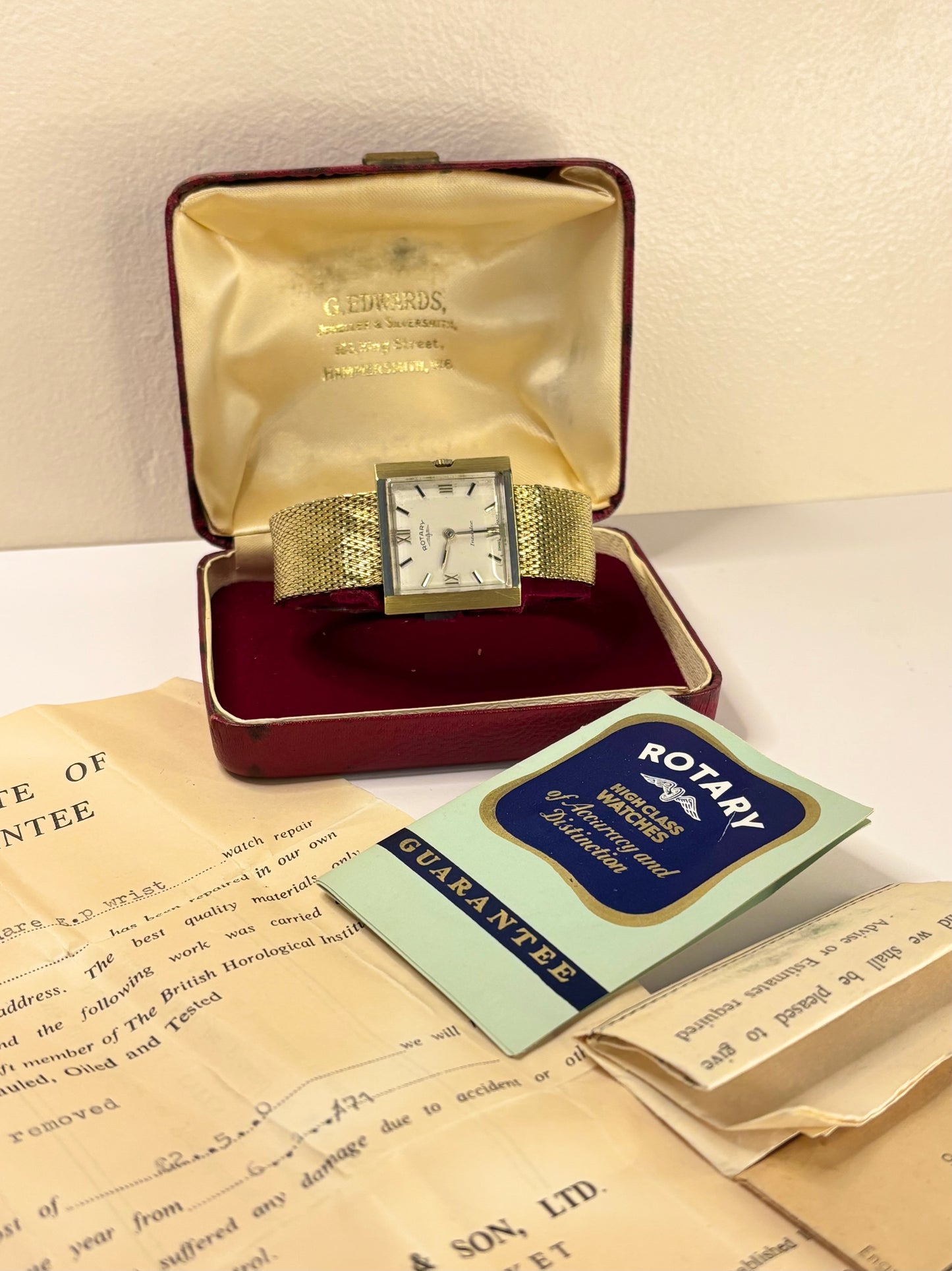 ROTARY Vintage 1960’s *BOX&PAPERS* Men’s Manual Integrated Gold Watch