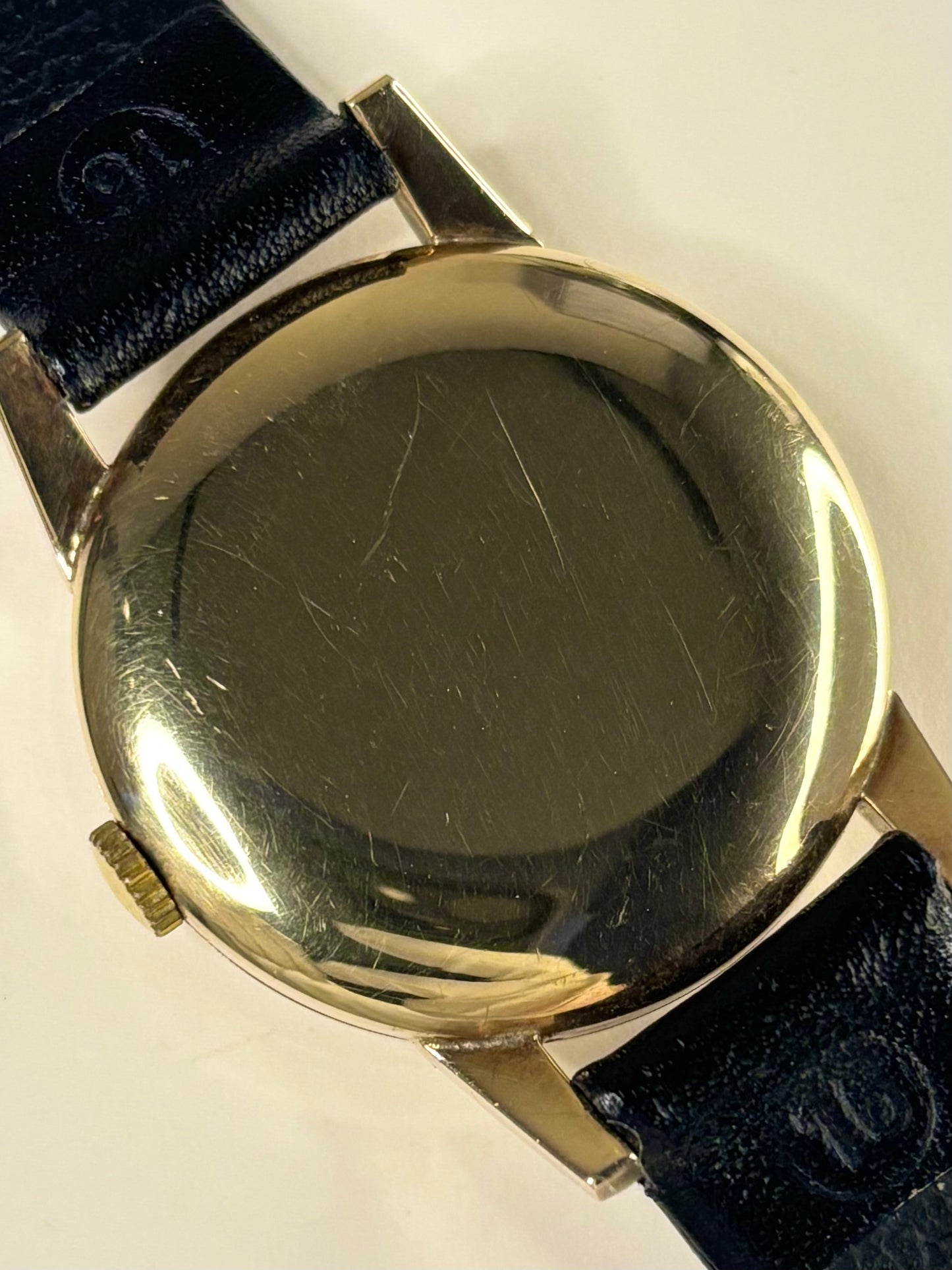 Caseback of Rolex Precision vintage men’s watch ref. 1200 with manual wind movement, 32mm case