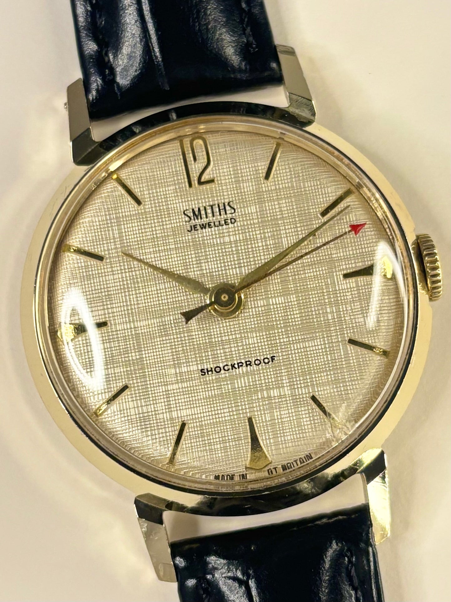 SMITHS Vintage 1960’s *LINEN DIAL* Men’s Manual Gold Dress Watch