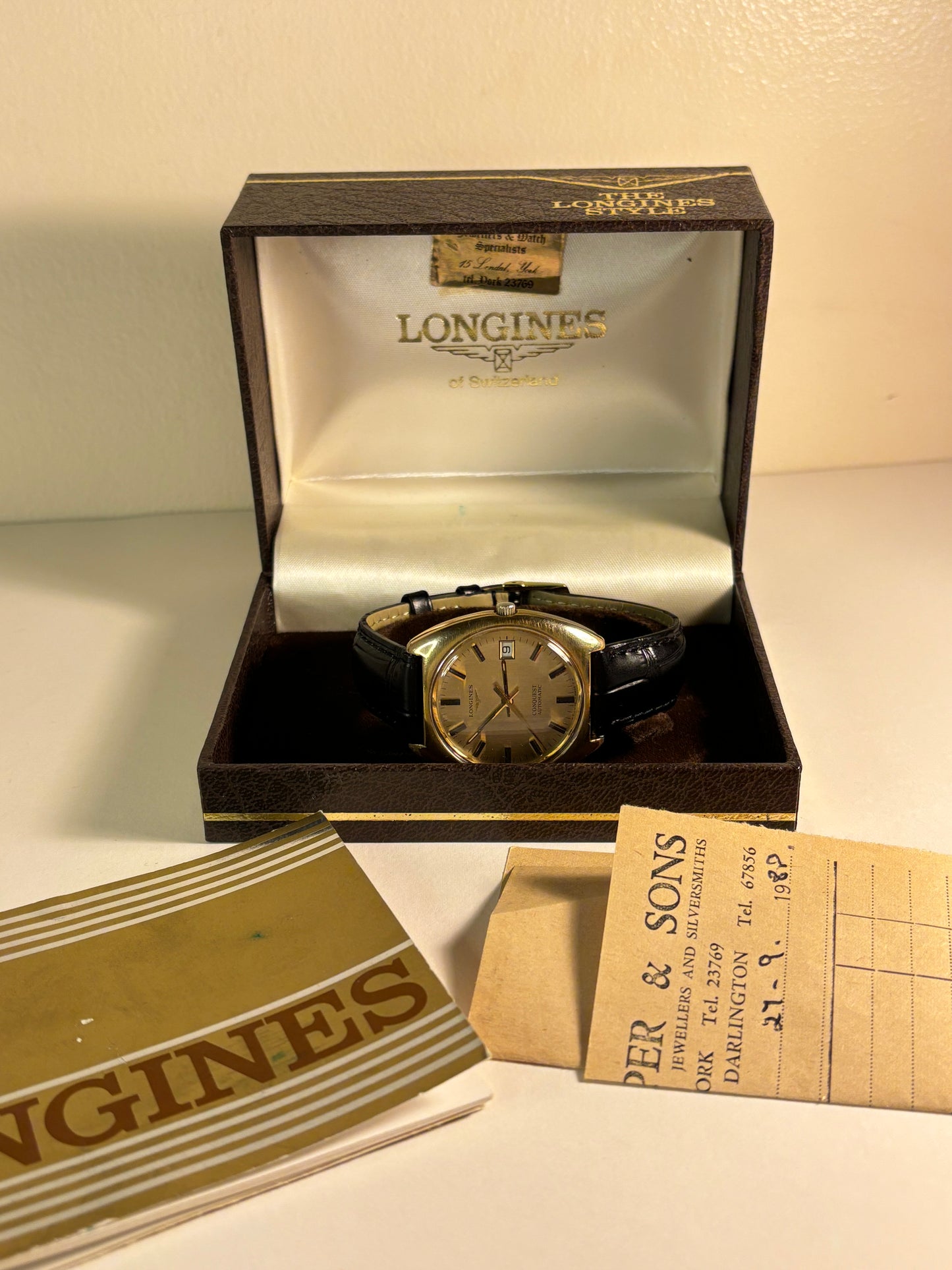 Longines Conquest Gold Plated Automatic Date Watch L633.1 with Papers and Box