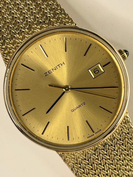 ZENITH Vintage 1970’s *+BOX* Men’s Date Gold Bracelet Watch
