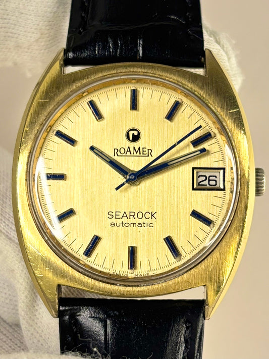 ROAMER Searock Vintage 1970’s Men’s Automatic Date Gold Dress Watch - 522