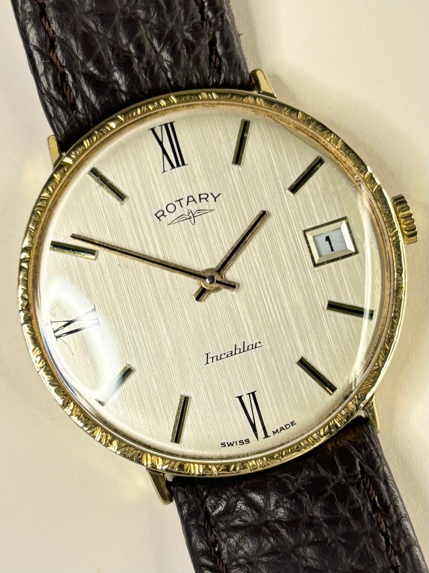 ROTARY Vintage *+BOX&PAPERS* Men’s Manual Gold Dress Watch