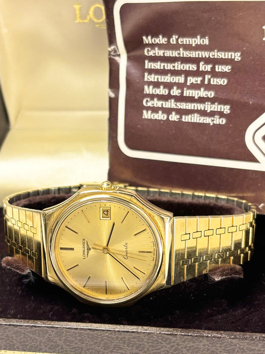 LONGINES Vintage 1980’s *+BOX&PAPERS* Men’s Date Gold Watch