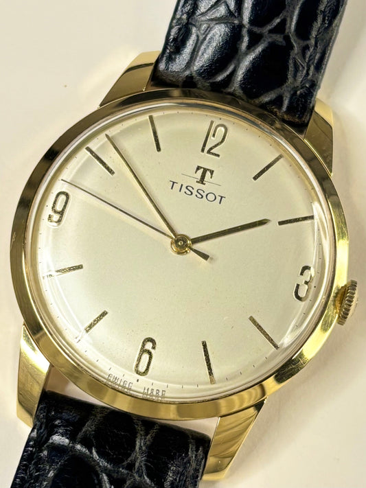 Vintage Tissot 1967 men’s gold plated dress timekeeper showcasing elegant 1960s Swiss design