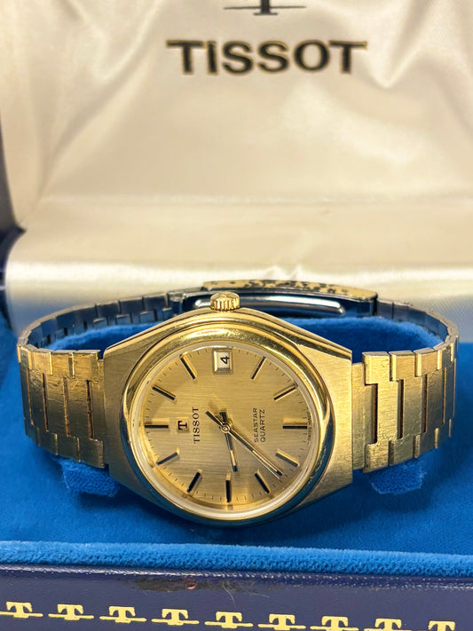 TISSOT Seastar *+BOX* Vintage 1970’s Men’s Date Gold Watch