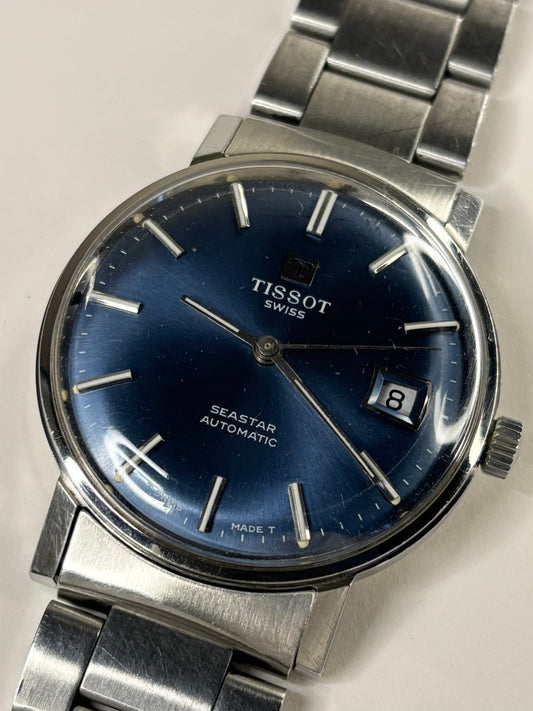 Tissot Seastar *BOXED* Vintage 1970’s Men’s Blue Dial Date Automatic Dress Watch