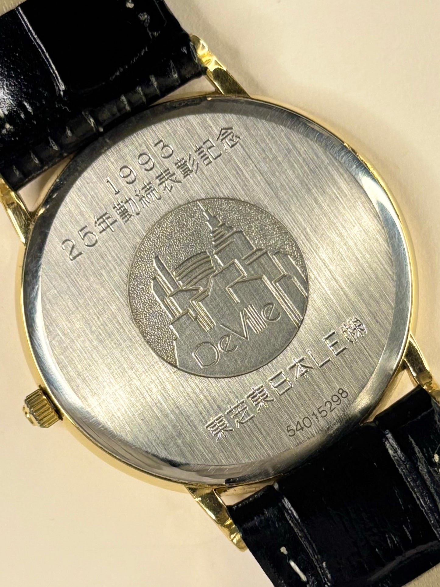 omega de ville watch ref. 196.0312 with calibre 1430 quartz movement caseback de ville