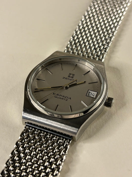 Vintage Zenith Espada Quartz Ref. 01-0030.425 men’s 1978 timekeeper showcasing Swiss quartz technology and classic styling