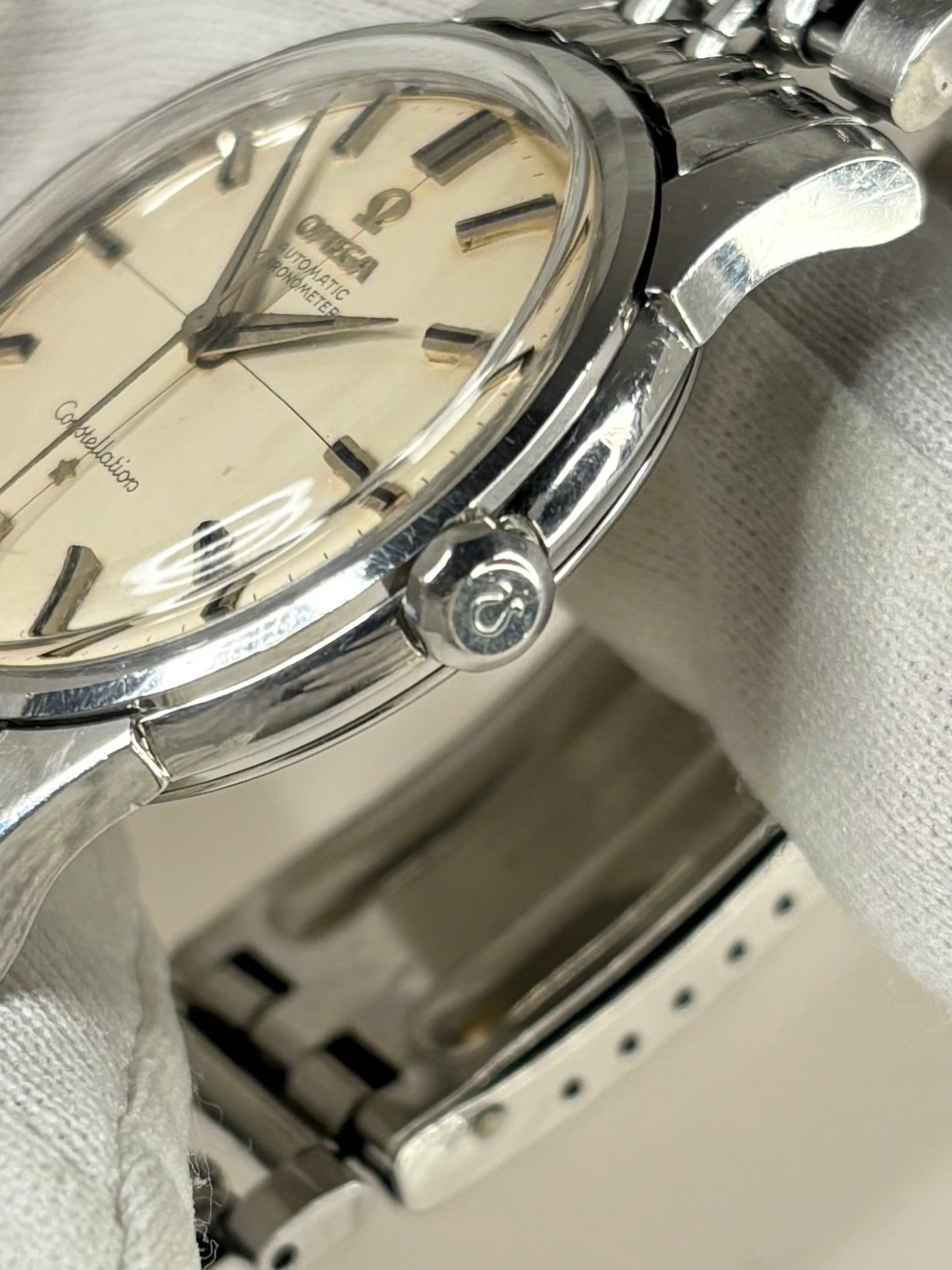 OMEGA Constellation *BOXED* Crosshair Vintage 1950’s Men’s Automatic Chronometer Silver Watch - 14381