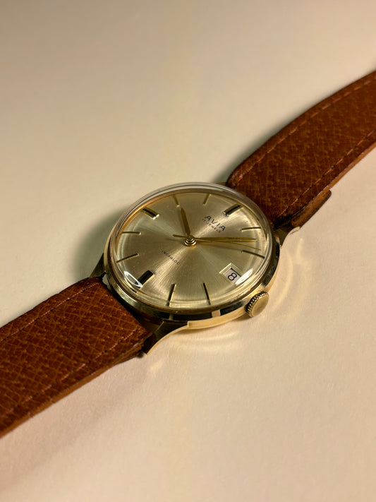 Avia 9ct Solid Gold 1960’s Date Watch With Original Box