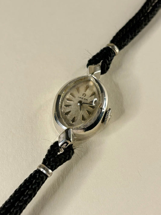 Omega 14K White Gold Ladies Vintage 1960’s Art Deco Manual Watch