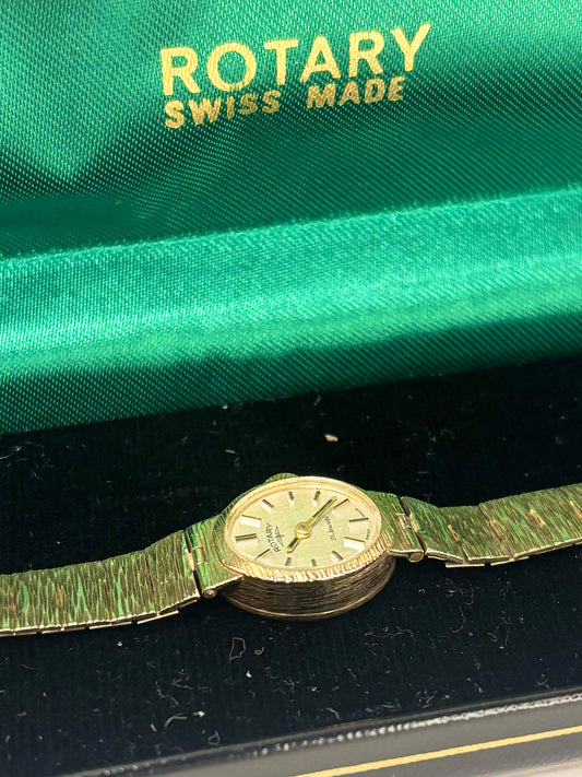 Vintage Rotary manual timepiece – c.1972 ladies' solid 9ct gold dress watch in great condition with only minor age-appropriate marks, weighing 15g, complete with original box.