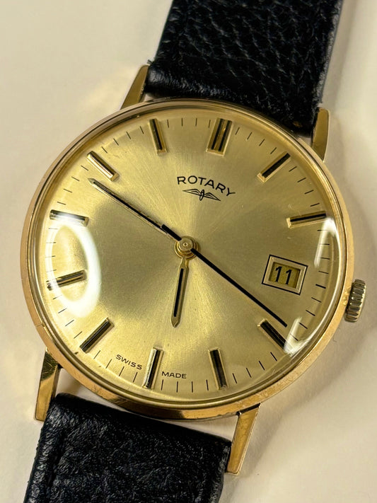 Rotary Vintage 1960’s Men’s Manual Date Sunburst Dial Gold Dress Watch - 1049