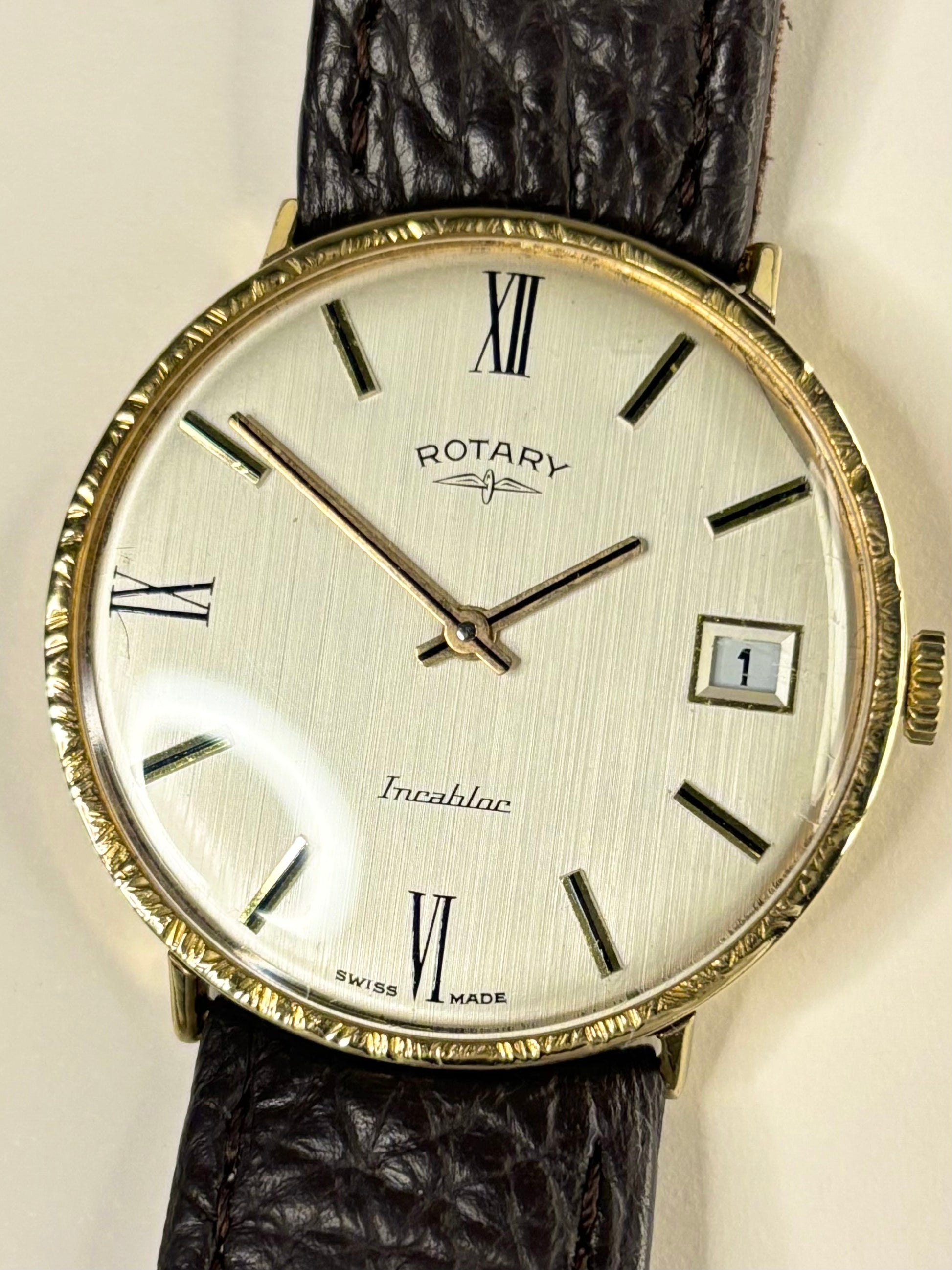 Rotary vintage men’s dress watch c.1990, manual movement, gold-plated case, 18mm lug width
