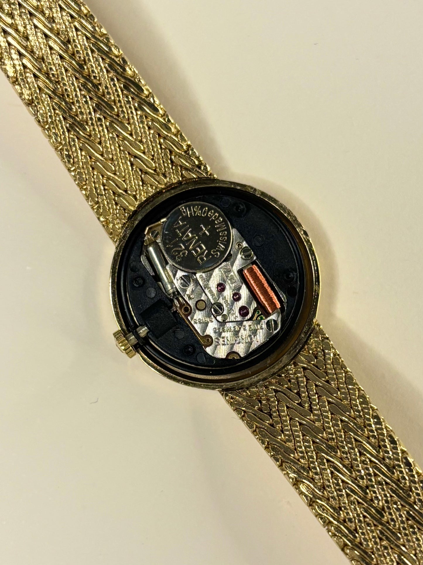 1980s Longines ladies watch with gold-plated case, quartz calibre L961.2, original box included