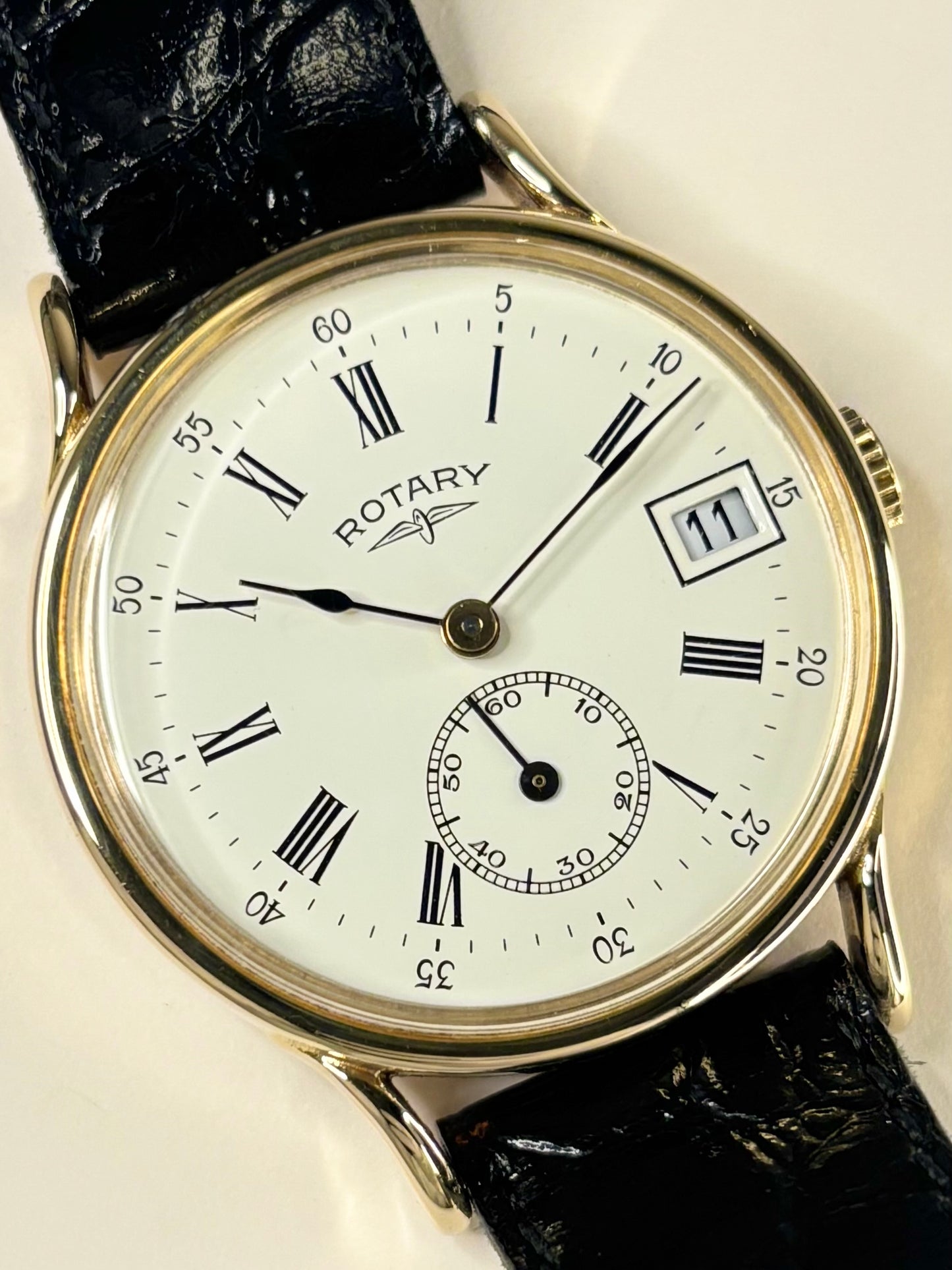 ROTARY Vintage 1960’s *BOX & PAPERS* Men’s Manual Gold Sub-Seconds Dress Watch