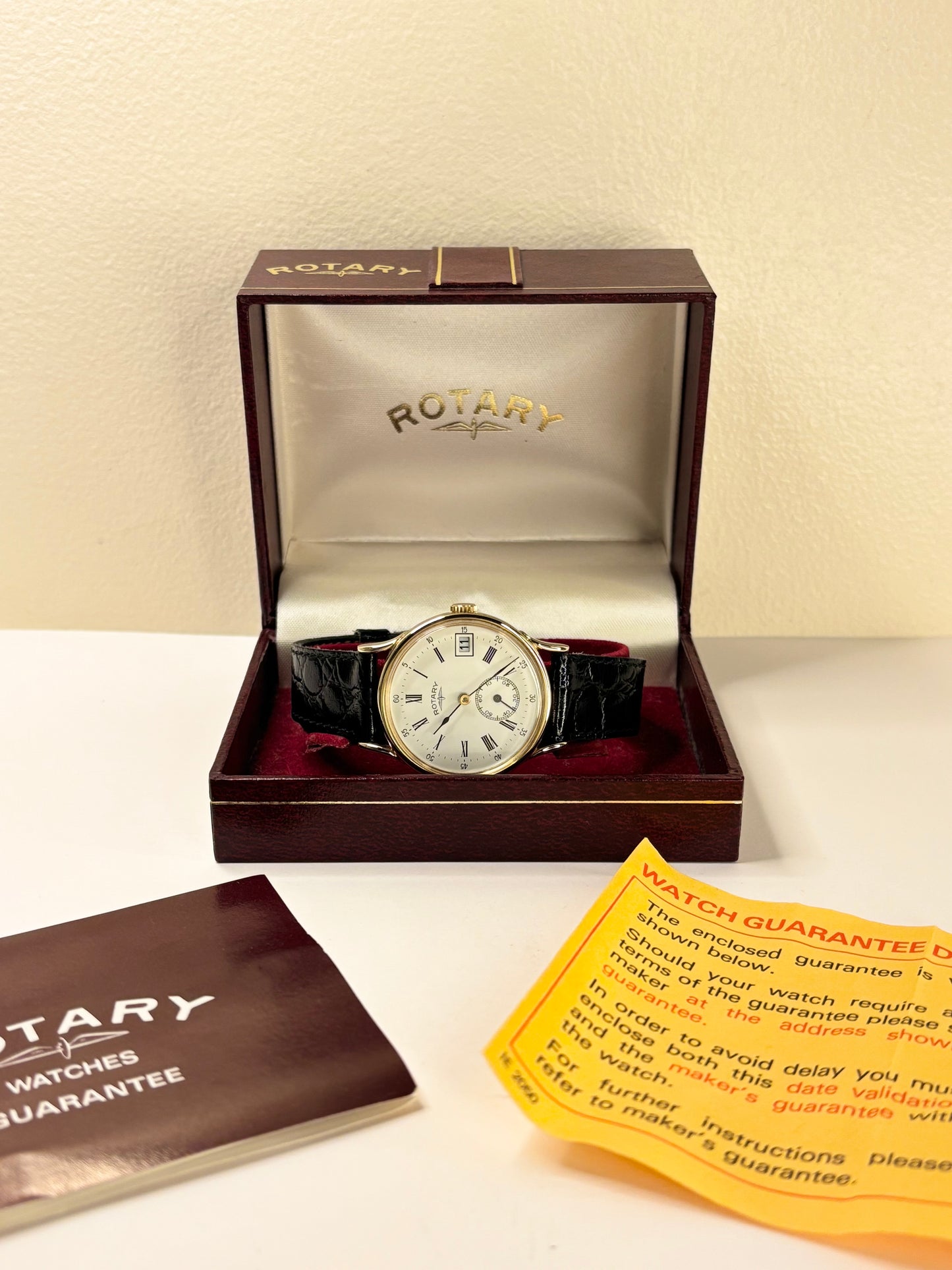ROTARY Vintage 1960’s *BOX & PAPERS* Men’s Manual Gold Sub-Seconds Dress Watch