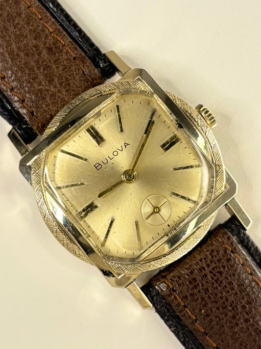 BULOVA 10K Gold Filled Vintage 1960’s Men’s Manual Gold Square Dress Watch