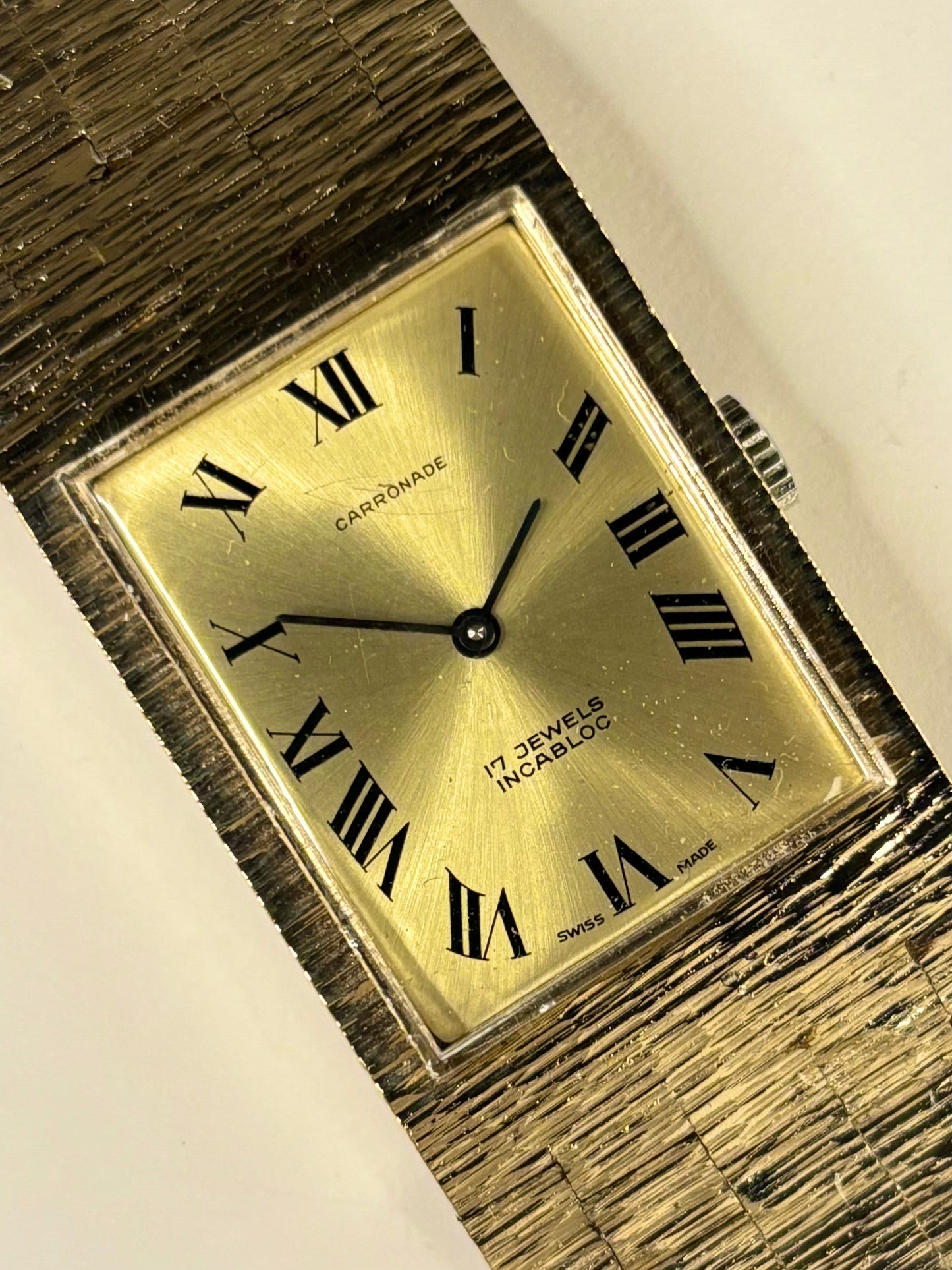 CARRONADE Vintage 1970’s *BOXED* Men’s Manual Gold Dress Watch