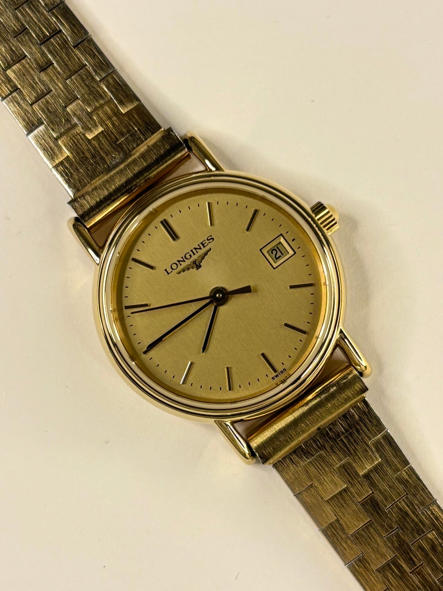 LONGINES Ladies *+PAPERS* Vintage 1990’s Quartz Date Gold Watch - L4.136.2