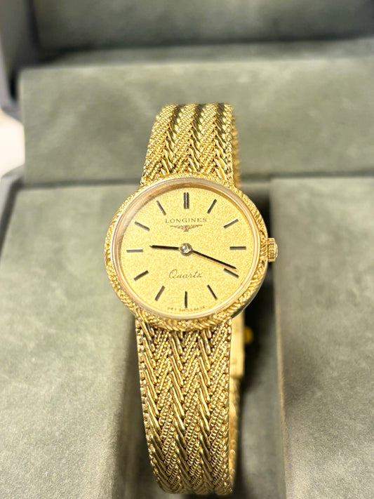 1989 Longines vintage ladies watch ref. 6632, calibre L961.2 quartz movement, gold-plated case