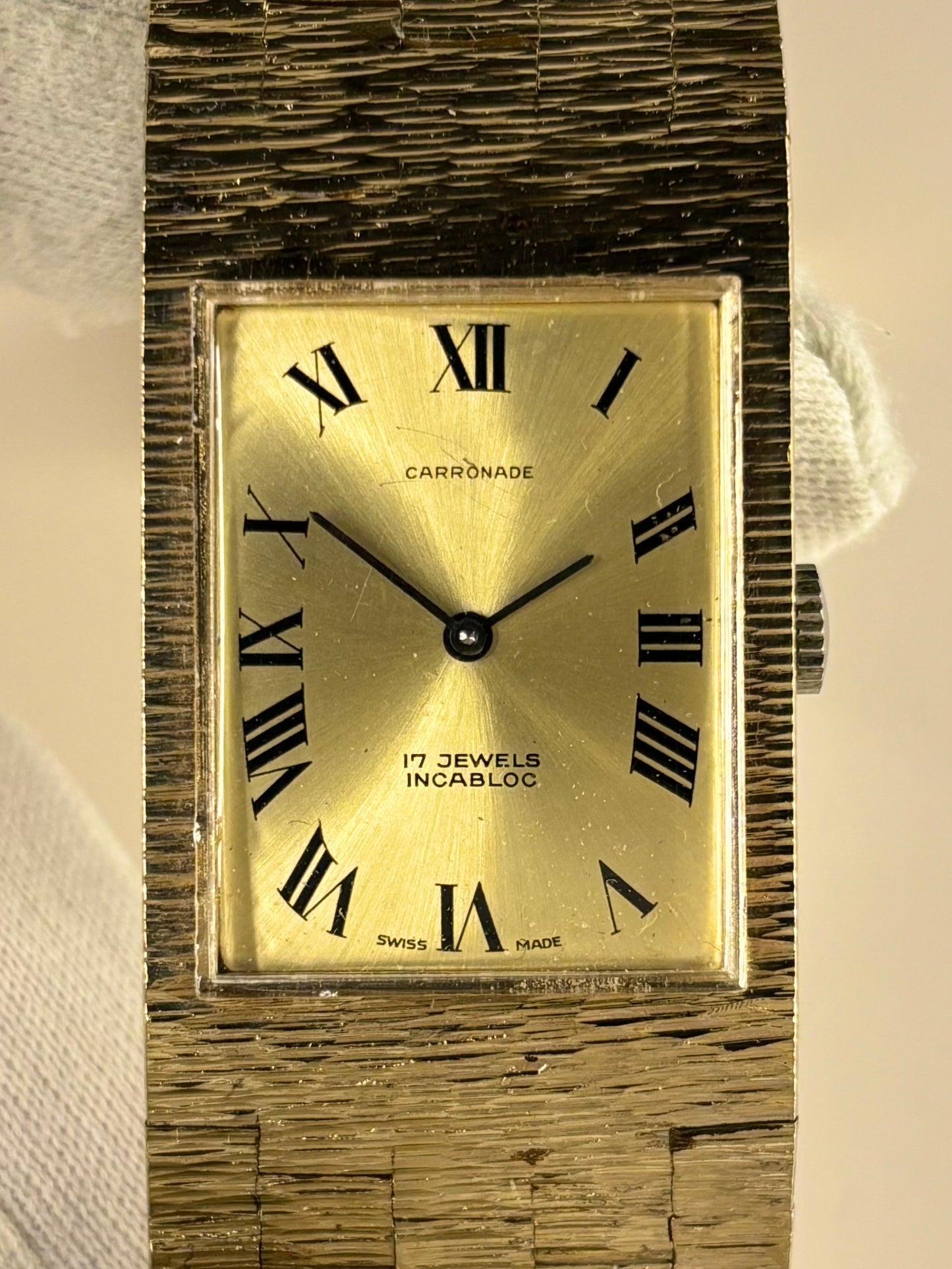 CARRONADE Vintage 1970’s *BOXED* Men’s Manual Gold Dress Watch