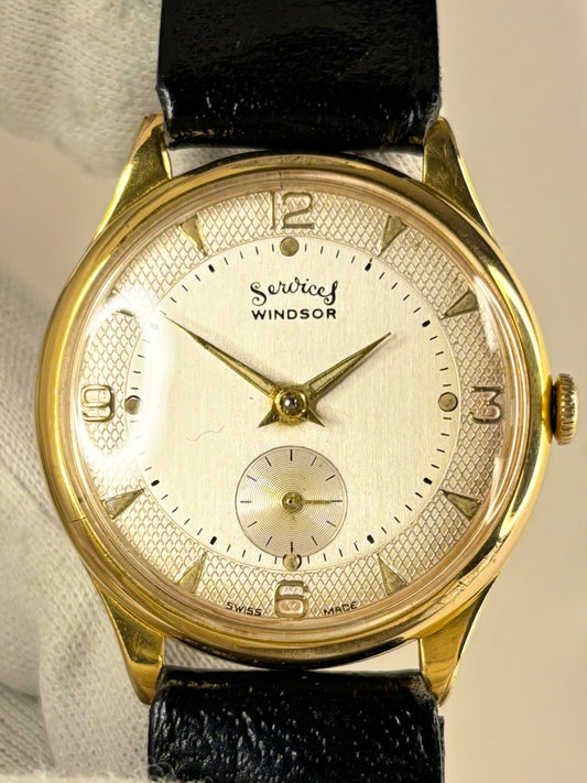 Vintage Services Windsor men’s 1961 gold plated dress timekeeper showcasing elegant British design