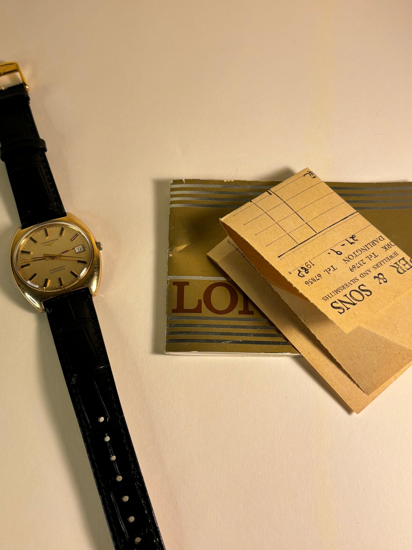 Longines Conquest Gold Plated Automatic Date Watch L633.1 with Papers and Box