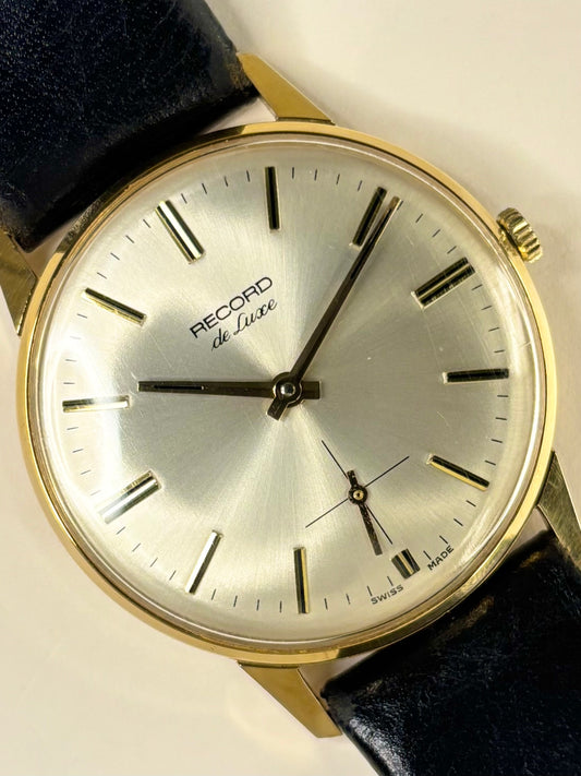 Record De Luxe 1960s vintage men’s timepiece gold plated crisp dial