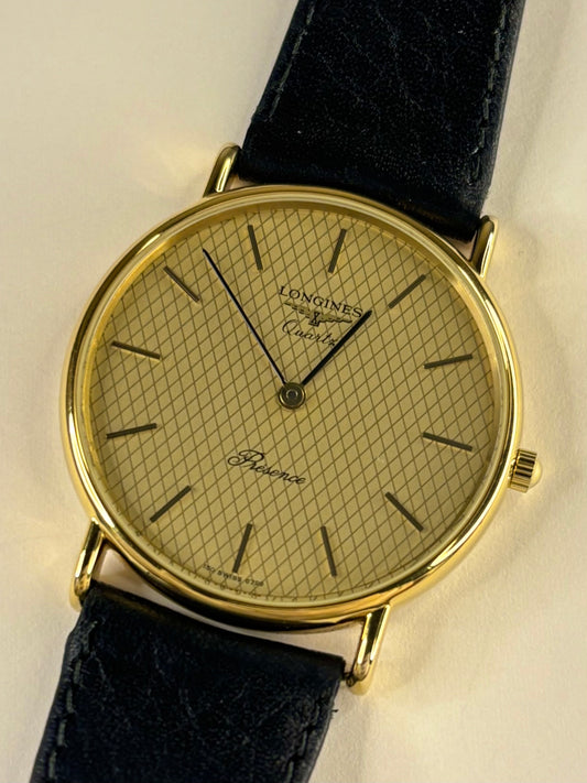 Longines Presence 1992 vintage men’s timepiece gold plated quartz excellent condition