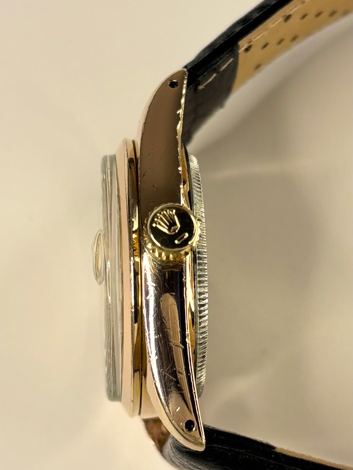 TUDOR OysterDate *RARE* Honeycomb Dial Rose Gold Vintage 1950’s Manual Men’s Dress Watch - 7919