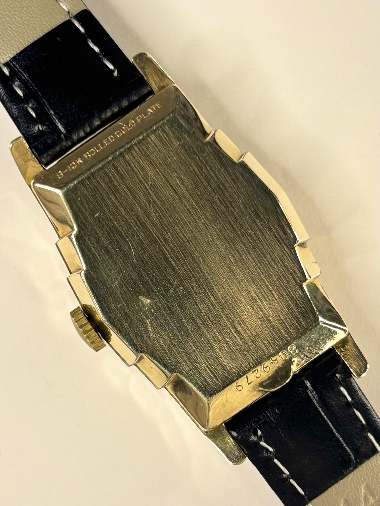 BULOVA 10K Rolled Gold Vintage 1950’s *BOXED* Men’s Manual Art Deco Antique Gold Tank Dress Watch