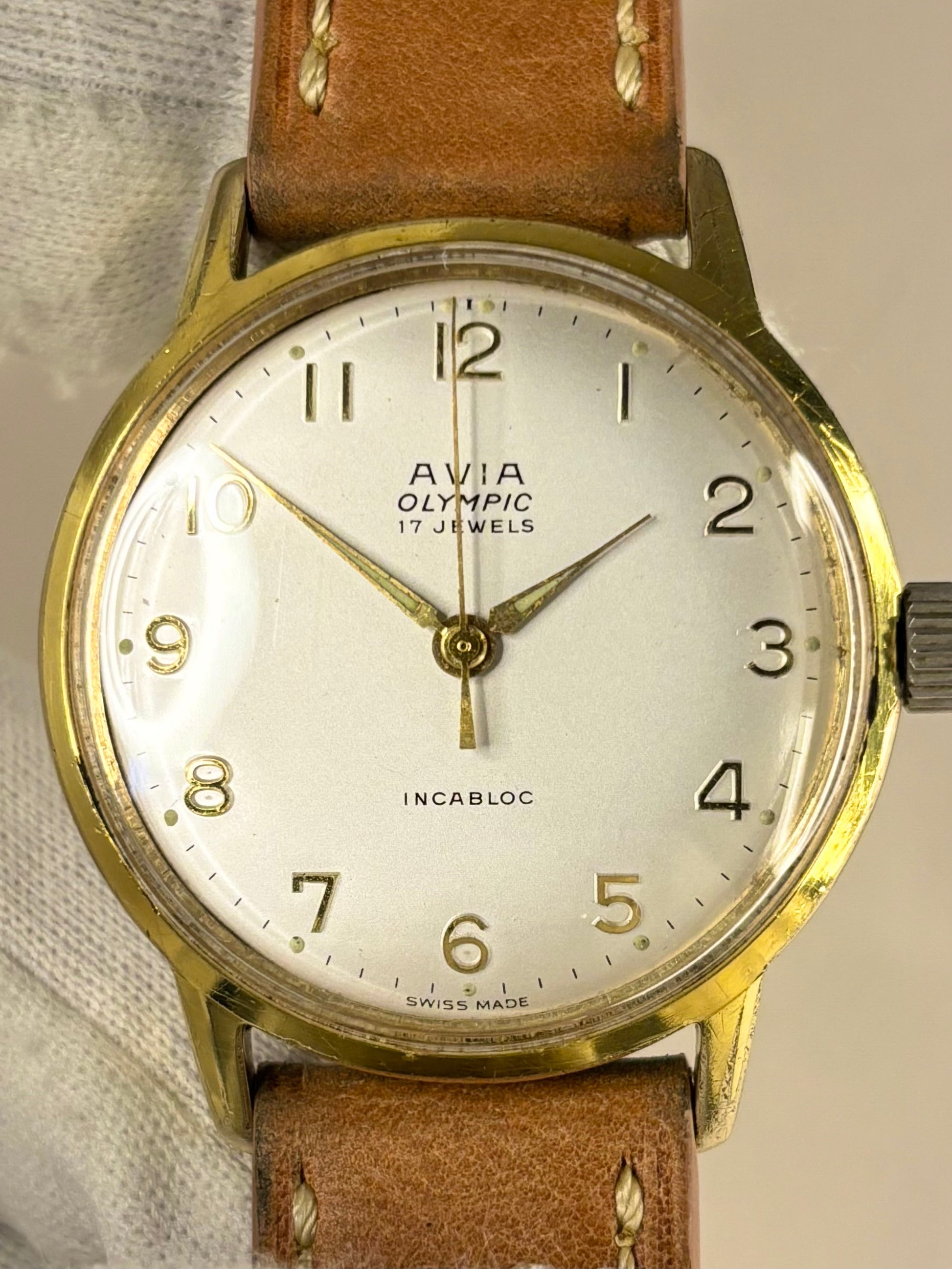1960s Avia Olympic timepiece with original box and tag excellent condition