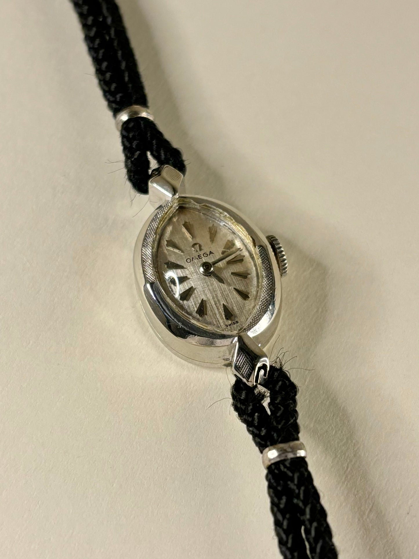 Omega 14K White Gold Ladies Vintage 1960’s Art Deco Manual Watch