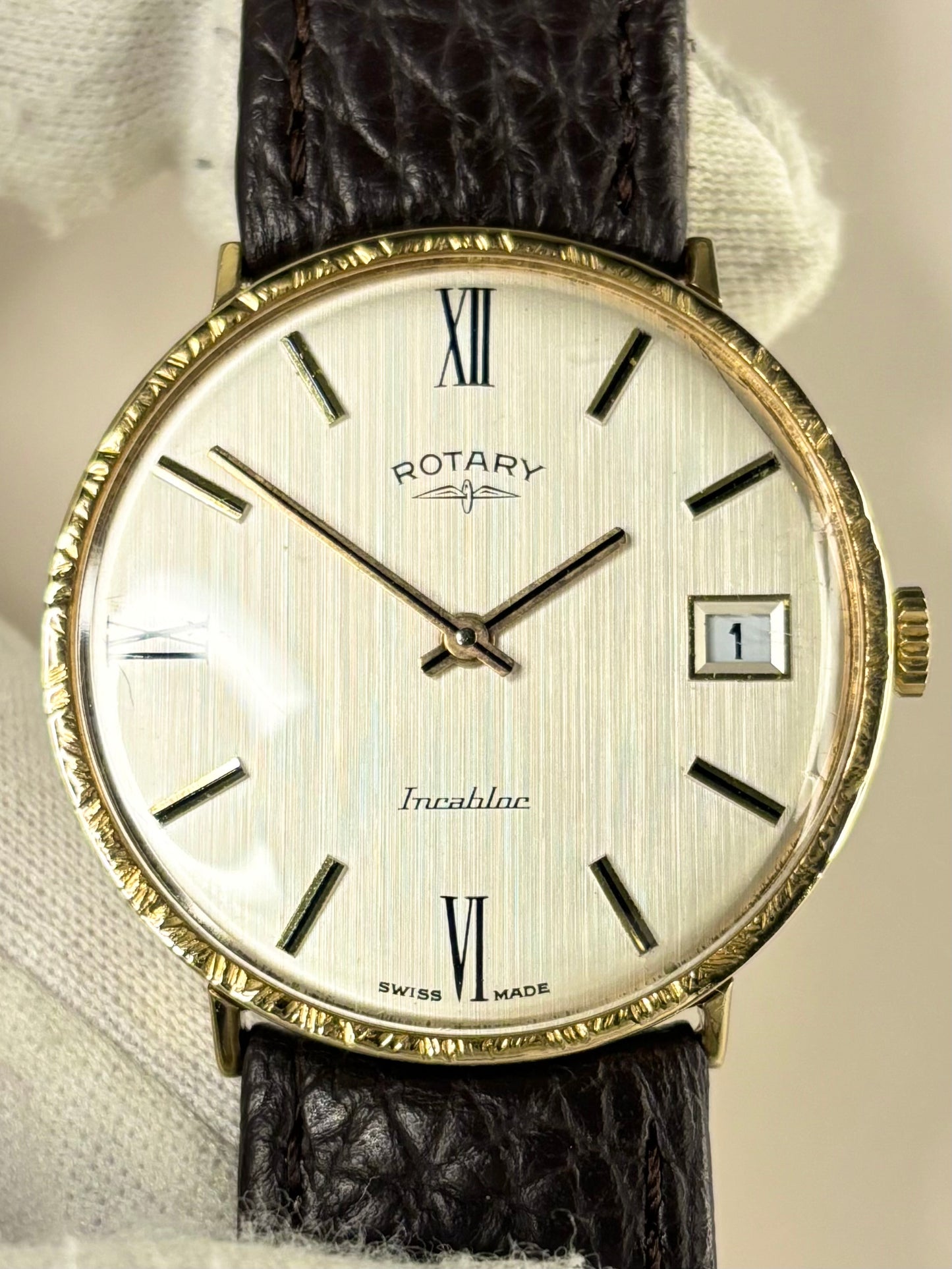 ROTARY Vintage *+BOX&PAPERS* Men’s Manual Gold Dress Watch