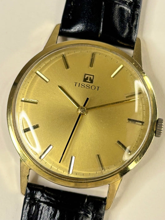 Vintage Tissot Ref. 41014 men’s gold plated dress timekeeper showcasing refined 1960s Swiss design