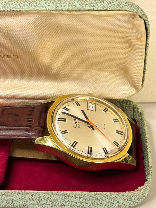 ORIS Super Vintage 1970’s *+BOX* Men’s Manual Date Gold Dress Watch