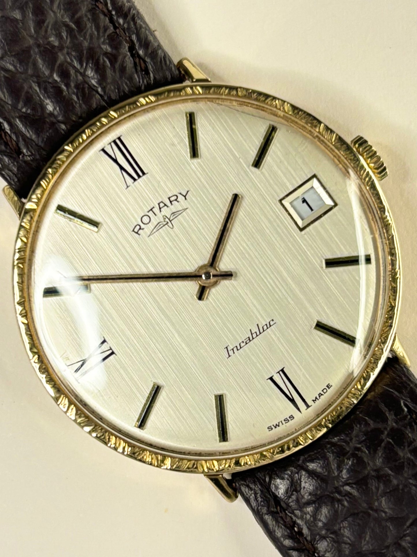 ROTARY Vintage *+BOX&PAPERS* Men’s Manual Gold Dress Watch
